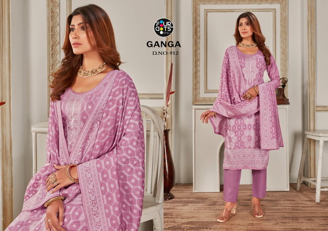 Ganga By Four Dots Pure Muslin Jacquard Designer Salwar Suits Wholesale Market In Surat
